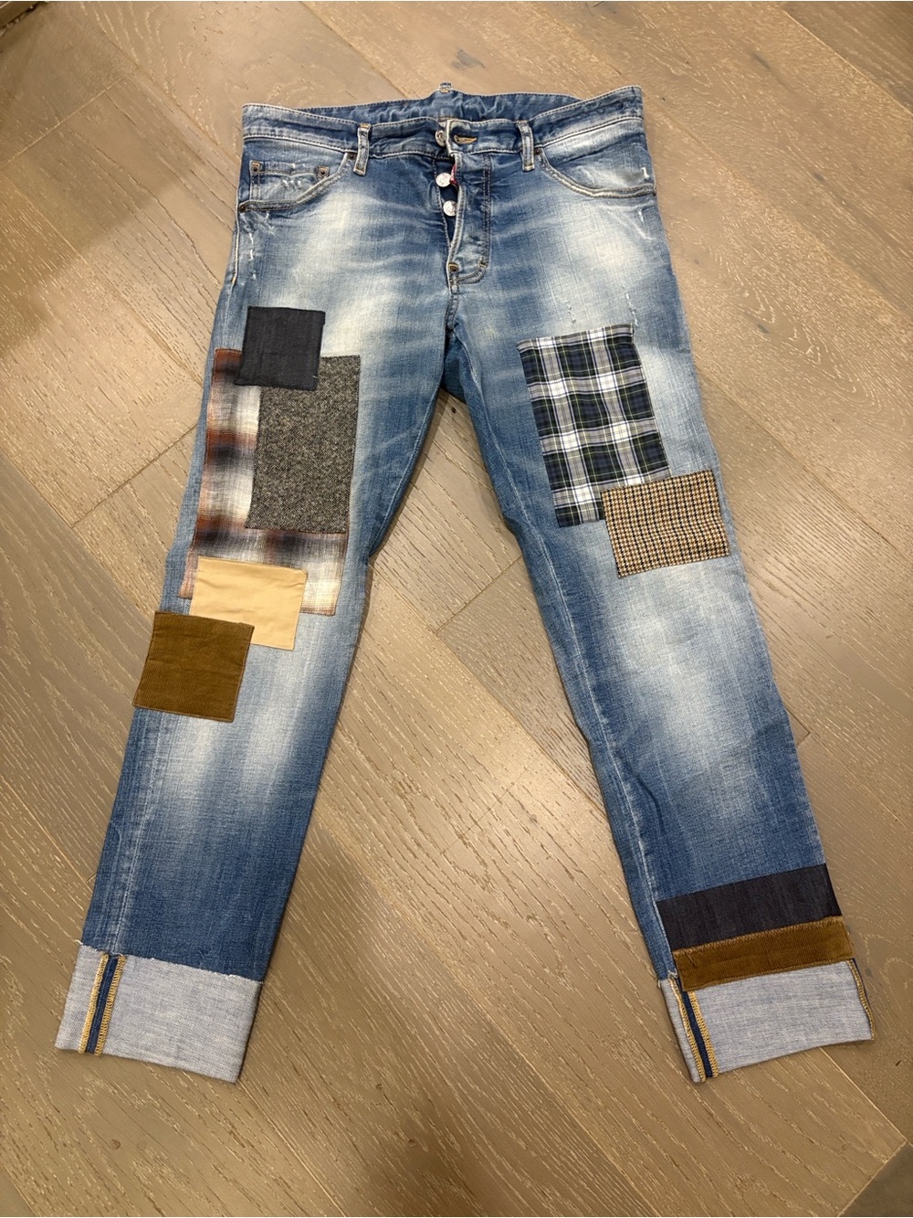 DSQUARED2 Blue Patchwork Jeans